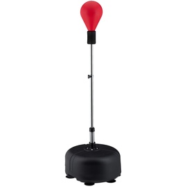 Relaxdays Punchingball, Erwachsene, Jugendliche, befüllbarer Fuß, höhenverstellbar 135-153 cm, Standboxball, schwarz/rot