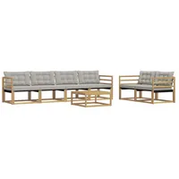 vidaXL Outdoor-Sofagarnitur 7 Stk. Weiß und Hellgrau 79 x 79 x 37 cm
