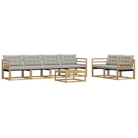 vidaXL Outdoor-Sofagarnitur 7 Stk. Weiß und Hellgrau 79 x 79 x 37 cm