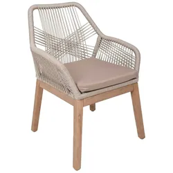 Rustikale Akazienstühle mit komfortabler Sitzauflage, 4er Set, braun