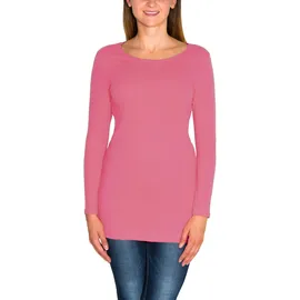 Alkato Damen Langarm Longshirt Langarmshirt Tunika Basic Shirt, Farbe: Altrosa, Größe: XL - XL