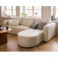 Miro - 4-sitzer ecksofa beidseitig montierbar - schlaffunktion und bettkasten - aus strukturiertem samt - beige