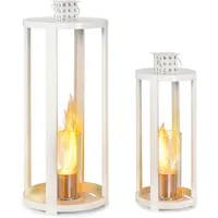 Blumfeldt Fiamme Cilindro Tischkamin Indoor 2er Set - Tischfeuer Indoor Mit Je 0,3 Liter Volumen, Bioethanol Tischkamin Mit Bis Zu 4 H Brenndauer, Verbrennt Geruchsneutral, Weiß