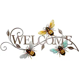 Harms Import Wand Schild Welcome Garten Haustür Dekoration Bienen Design