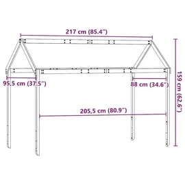 vidaXL Kinderbett Dach 217 x 95,5 x 159 cm Kiefer massiv braun