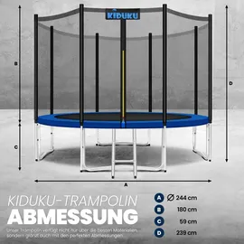 KIDUKU Gartentrampolin 244 x 427 cm inkl. Sicherheitsnetz, Leiter und Bodenanker