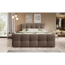 luxusbetten24 Boxspringbett Cozy Bouclé mit Stauraum 180x200 Taupe - Taupe