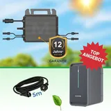 Marstek Komplett-Set: B2500-D Speicher 2,24 kWh + M2-800 Wechselrichter + 5m Kabel -Balkonkraftwerkspeicher - Schwarz