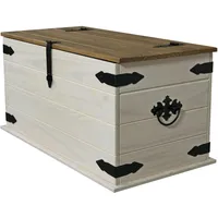 Möbelliebling Truhen-Couchtisch 92 x 50 cm Pinienholz weiß honigfarben