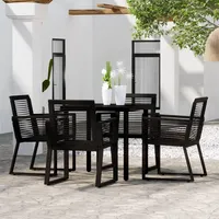KKHOMEI Gartenmöbel Set 4 Stühle mit Tisch Terrassenmöbel Außen Sitzgruppe Outdoor 4 Personen Gartengarnitur Rattan Wetterfest Garten Essgruppe PVC-Rattan Schwarz -E25