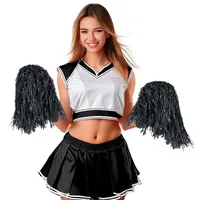 Fiestas Guirca Kostüm, Sportlicher Karnevalstaumel Cheerleader Pom Poms Kostüm Zubehӧr Erwa schwarz