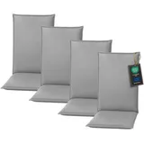 Pillows24 - Hochlehner Auflagen 4er Set - 120x50cm – 8cm Dick - Premium-Material 200gsm, UV- & Wasserabweisend | Sitzauflagen Hochlehner | Gartenstuhlauflagen für Gartenmöbel | Grau