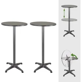 Baumarktplus 2x Stehtisch 2in1 Bistrotisch Alu klappbar höhenverstellbar 70/115 cm ø 60 cm