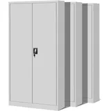 Jan Nowak 3er Set Aktenschrank C001H Büroschrank Metallschrank Stahlschrank Werkzeugschrank Stahlblech Pulverbeschichtet Flügeltürschrank Abschließbar 195 cm x 90 cm x 40 cm (grau/grau)