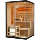 Artsauna Saunakabine Vantaa 120 mit Salzstein - Indoor Sauna für 2 Personen, 3,5 kW Ofen, Glasfront