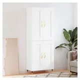 furnicato Highboard Weißes aus Holzwerkstoff und Metall 69,5 x 34 x 180 cm (1 St), Stabiler Schrank mit viel Stauraum und feuchtbeständiger Oberfläche weiß