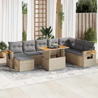 vidaXL Garten-Lounge-Set 9-tlg. beige