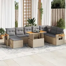 vidaXL Garten-Lounge-Set 9-tlg. beige
