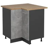 Vicco Eckunterschrank R-Line, Beton/Anthrazit, 75.6 cm, AP Eiche
