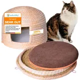 Lucky-Kitty Katzenkorb I Katzenhöhle mit Kissen I Katzen Schlafplatz I Katzen Körbchen oder Hundehöhle kleine Hunde, nachhaltig (Neko-Chigura)