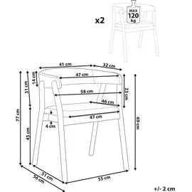 Beliani Esszimmerstuhl 2er Set MYLO Holz Hellgrau