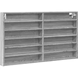 vidaXL Vitrinenschrank, Sammlervitrine 12 Ablagen, Hängevitrine Wandregal für Wohnzimmer, Glasvitrine Wandvitrine Hängeregal, Grau Sonoma Holzwerkstoff
