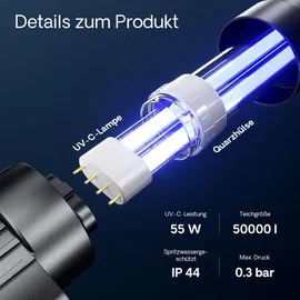 Wiltec CUV-155 Teichklärer 5000 l/h 55 W UVC