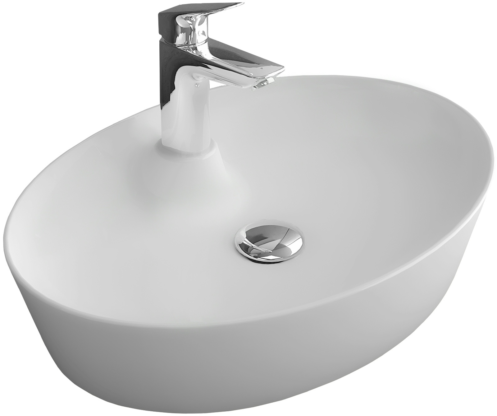 Alpenberger Aufsatzwaschbecken Oval | Keramik Waschschale mit Nano Lotuseffekt | Waschbecken mit Hahnloch | Keramikbecken für Modernes Bad & Gäste-WC