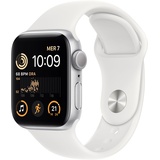 Apple Watch SE 2022 GPS 40 mm Aluminiumgehäuse silber, Sportarmband weiß