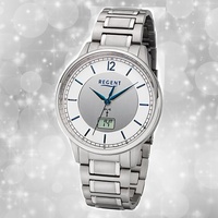 Armband-Uhr Funkwerk Titan silber FR-250 Herren Uhr Regent Funkuhr URFR250