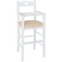 Okaffarefatto Hochstuhl IN Holz mit Sitzkissen Kunstleder Beige
