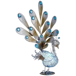LED Solarleuchte, Pfau, Kupfer, Dekorsteine, Höhe 56,8 cm