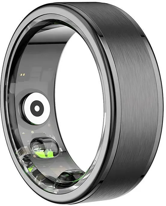 Colmi R03 Smart Ring, überwacht Herzfrequenz, Schlaf & Blutsauerstoff, Schrittzähler, mit Ladecase - Farbe: schwarz - Größe: 8