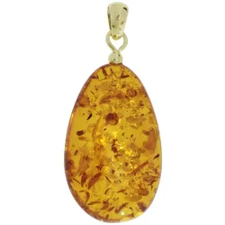 Ketten-Anhänger OSTSEE-SCHMUCK "Ostsee-Schmuck Anhänger", gelb, Schmuckanhänger, Damen, 40 x 18mm, Bernstein, 3.5 g
