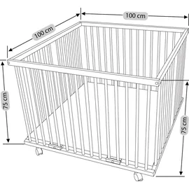 Waldin Baby Laufgitter 100 x 100 cm natur Bodenfarbe grau/punkte