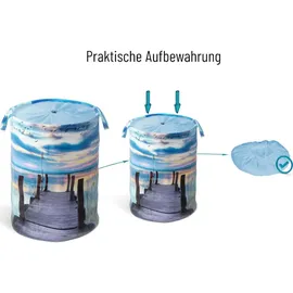 Sanilo Wäschekorb »Sunset« kräftige Farben, samtweiche Oberfläche, mit Deckel blau