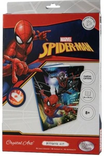 Craft Buddy CANJ-MCU921 - Crystal Art Notebook Kit, Marvel Spiderman, Notizbuch-Set, 26x18 cm, Diamond Painting, Kreativset