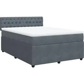vidaXL Boxspringbett mit Matratze Dunkelgrau 140x200 cm Samt