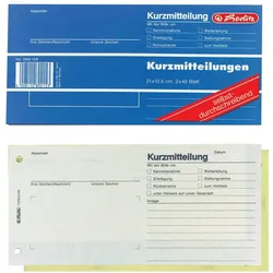herlitz Formularbuch Kurzmitteilung 21x10,5cm 2x40 Blatt selbstdurchschreibend