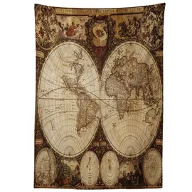 ABAKUHAUS Weltkarte Tischdecke, Historischer Alter Atlas, Für den Inn und Outdoor Bereich geeignet Waschbar Druck Klar Kein Verblassen, 140 x 200 cm, Mehrfarbig
