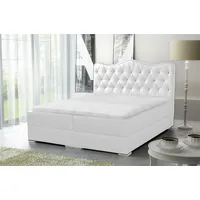 Fun Möbel Boxspringbett Schlafzimmerbett SULTAN Kunstleder Weiss 180x200cm