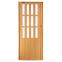 Falttür Schiebetür H 203 cm B bis 85 cm + Fenstern Schloss, Buche Farben stabiles Doppelwandprofil - Braun/Hellbraun