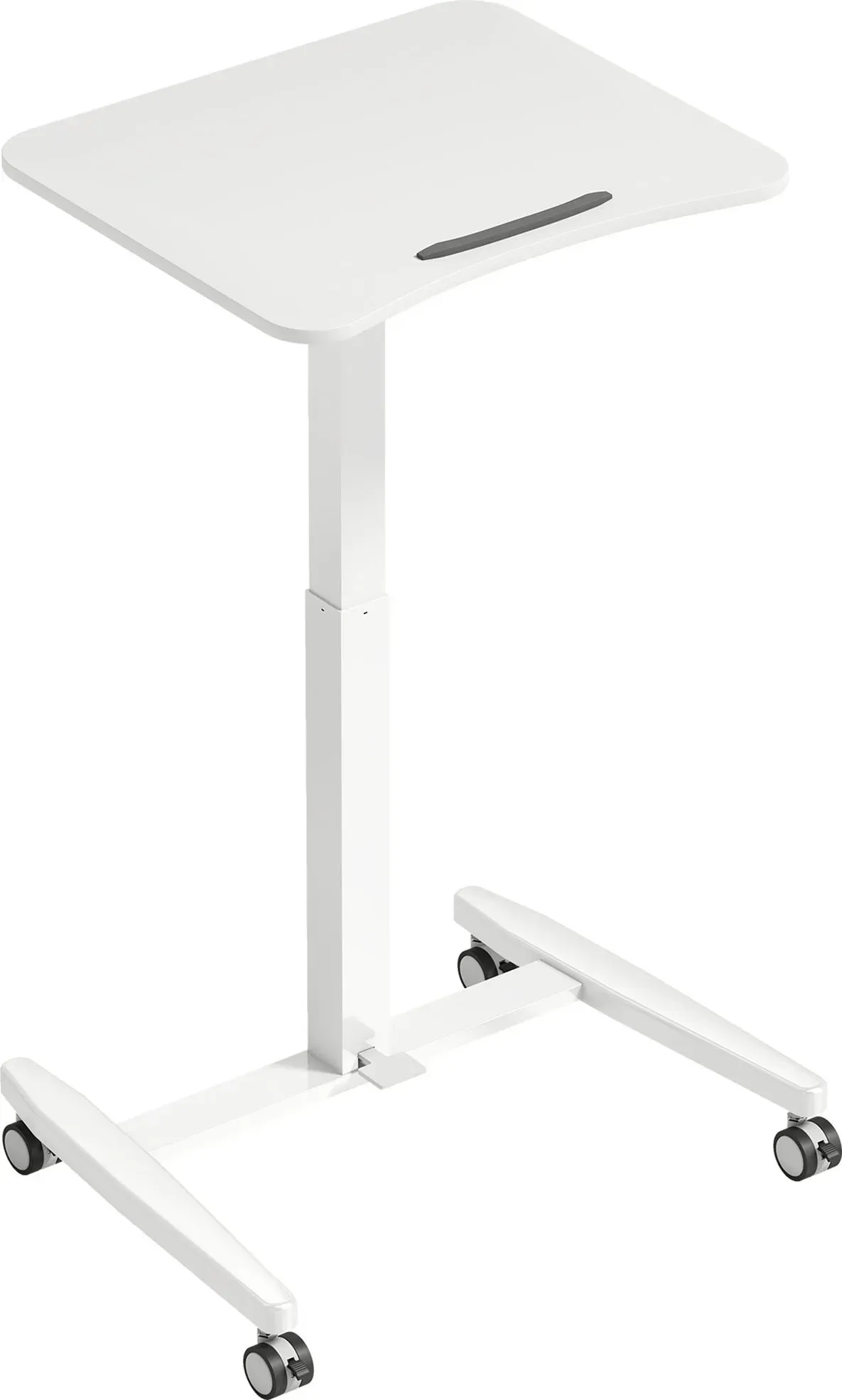 HOMCOM Laptoptisch Höhenverstellbar Pneumatisch mit Rollen, Neigbarer Tischplatte, 75-114cm Computertisch mit Sicherheitsstopper, Mobiler Stehpult Schreibtisch für Büro, Sofa, Bett, 60,5x52cm, Weiß   Aosom