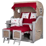 dekoVries GmbH Strandkorb deVries PURE® Seemöwe XL Vintage - PE white kubu - Dessin 107 - inkl. Schutzhülle