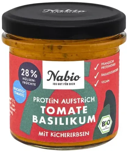 Nabio Protein Aufstrich Tomate Basilikum mit Kichererbse bio
