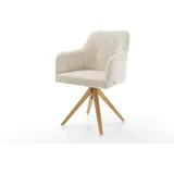 DELIFE Polsterstuhl Greg-Flex, Holzgestell kantig Natur Cord Beige Taschenfederkern beige|weiß