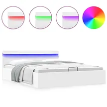 vidaXL Bett mit LED Weiß Kunstleder 160x200 cm