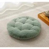 MolynnChic Rundes Bodenkissen für Erwachsene – 50cm Meditationskissen aus Kunstkaninchenfell, Weiches Sitzkissen für Wohnzimmer, Balkon, Yoga & Outdoor(Salbeigrün)
