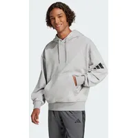 adidas Essentials Loose Fit 3 Bar Logo French Terry Kapuzenpullover Medium Grey Heather / Black M