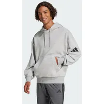adidas Essentials Loose Fit 3 Bar Logo French Terry Kapuzenpullover Medium Grey Heather / Black M